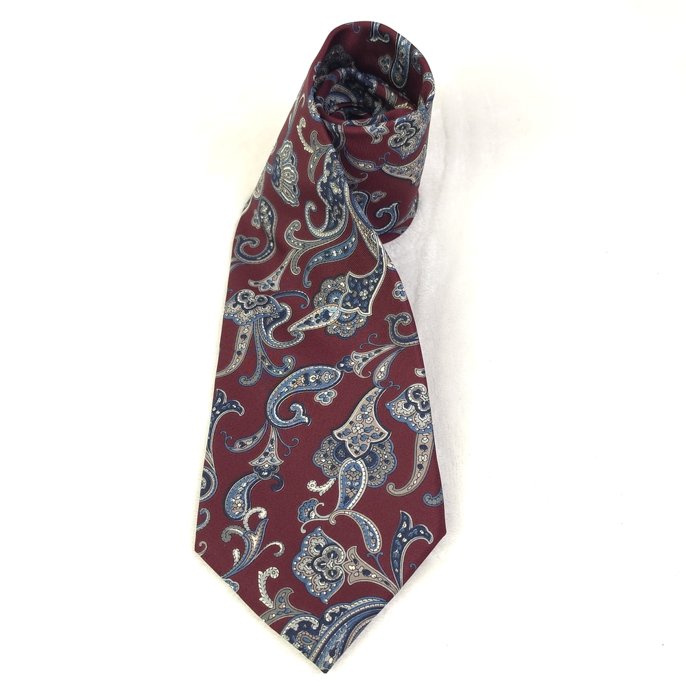 Christian Dior Monsieur Maroon Paisley Silk Tie